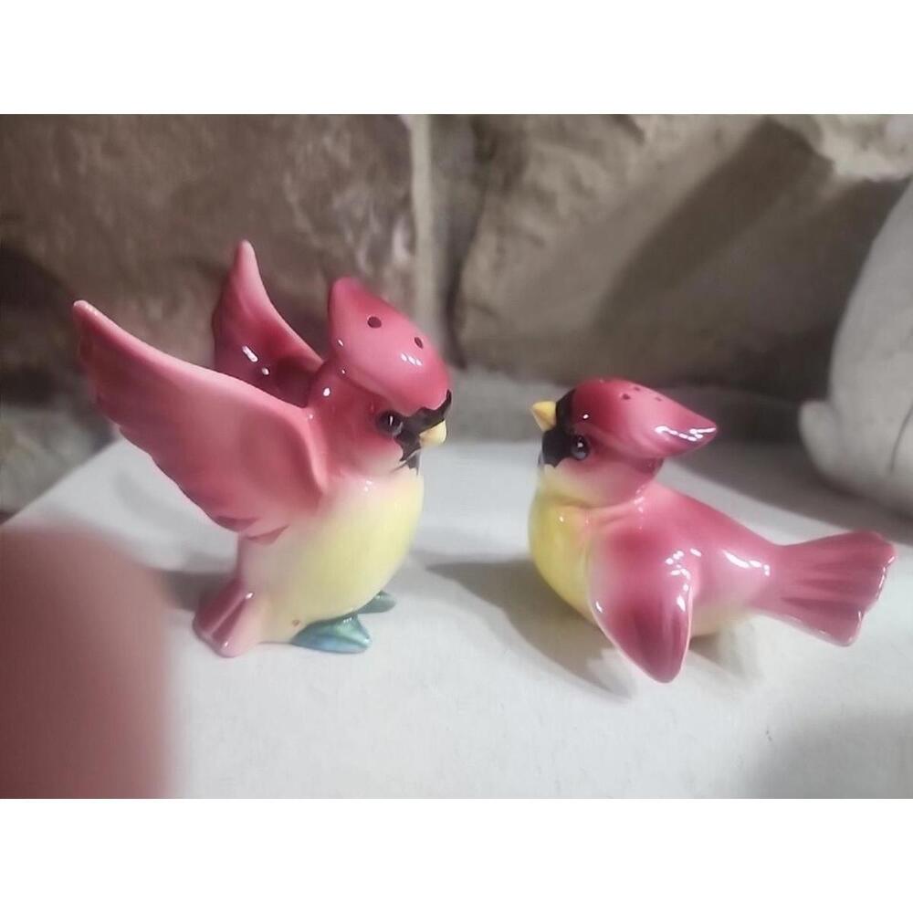 Vtg Red Bird Yellow Breast Salt & Pepper Shakers Farmhouse Country Rare 50's